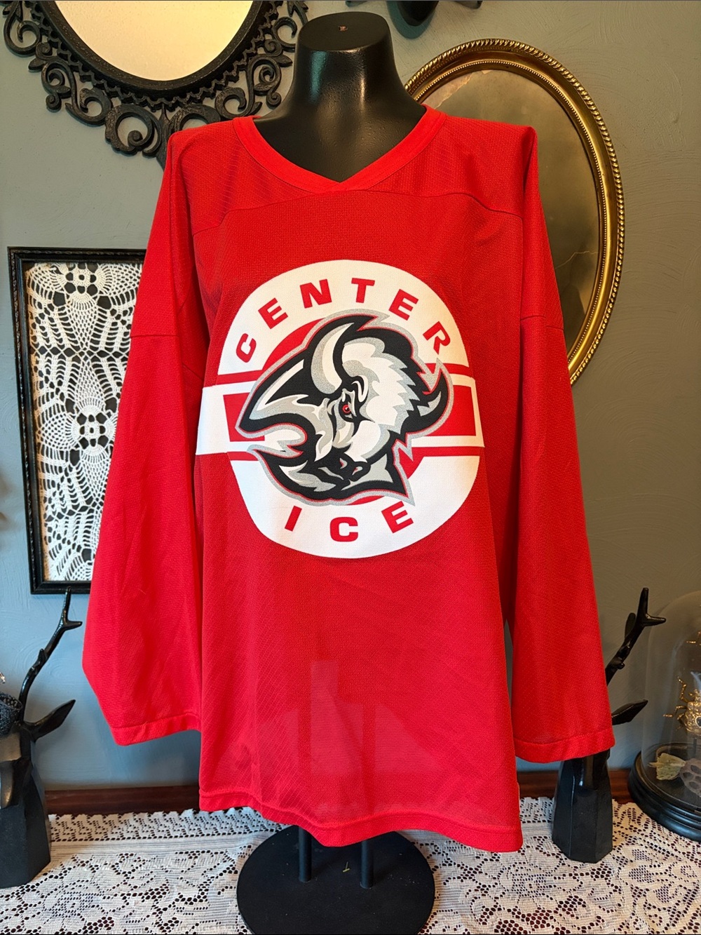 CCM Buffalo Sabres Red Center Ice Hockey Jersey with Bison Logo
